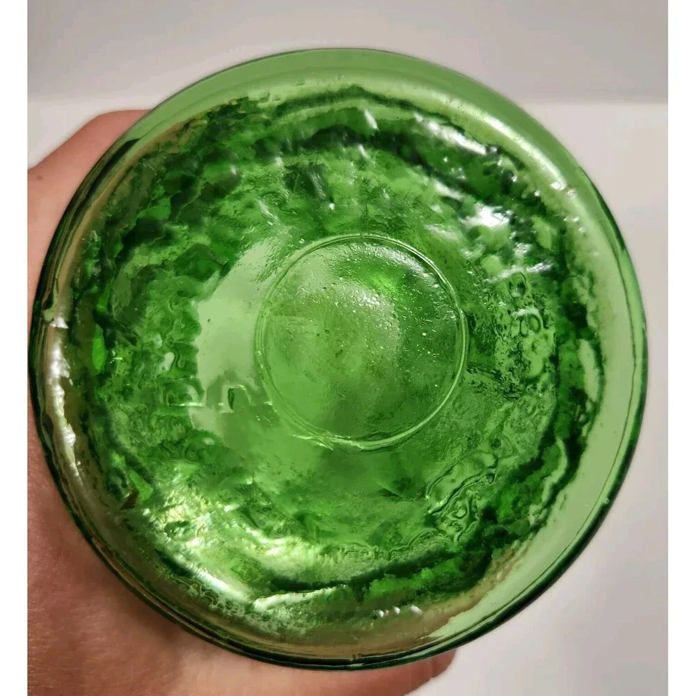 Vintage E. O.  Brody Co. Cleveland Ohio Green Crinkle Glass Vase 8.5